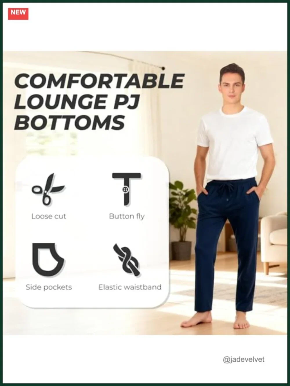 Men's Soft Cotton Pajama Pants with Pockets